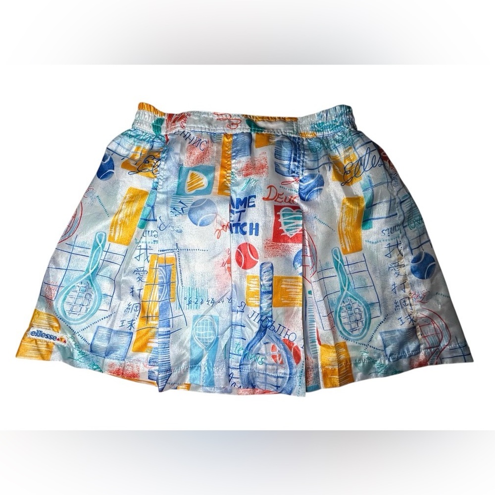 Ellesse Multicolor Satin-like Pleated Graphic Tennis Skirt Multi-language US‎ 8